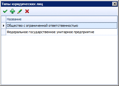 Справочник типов юридических лиц