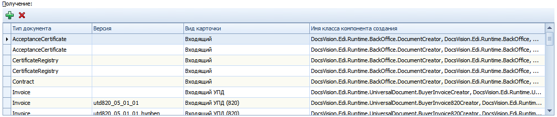 Настройки получения электронных документов