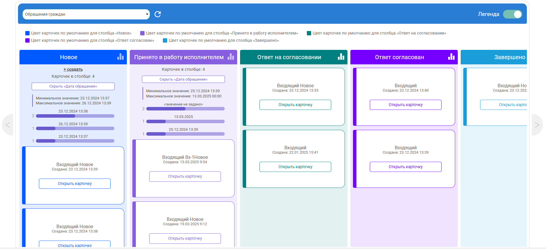 Элемент управления "Канбан"