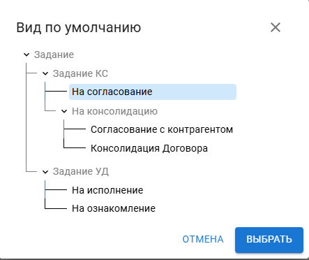Дерево видов карточек