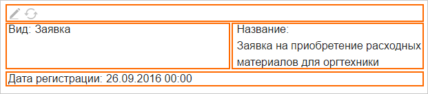 Пример разметки карточки с блоками для работы с данными