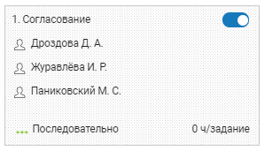 Этап согласования с заблокированным изменением настроек